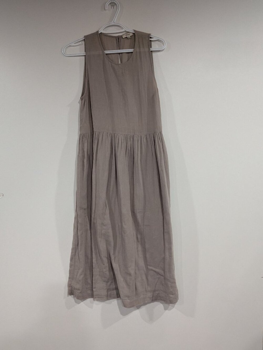Aritzia Wilfred 100% Cotton Lightweight Sleeveless Dress Oatmeal Taupe Size XS